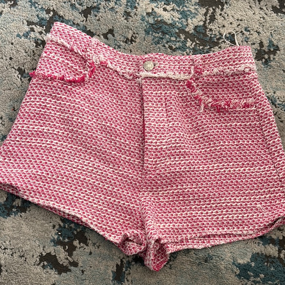 Stylish Pink Tweed Women Shorts